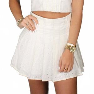 NEW IF SO eyelet pleated mini skirt in white